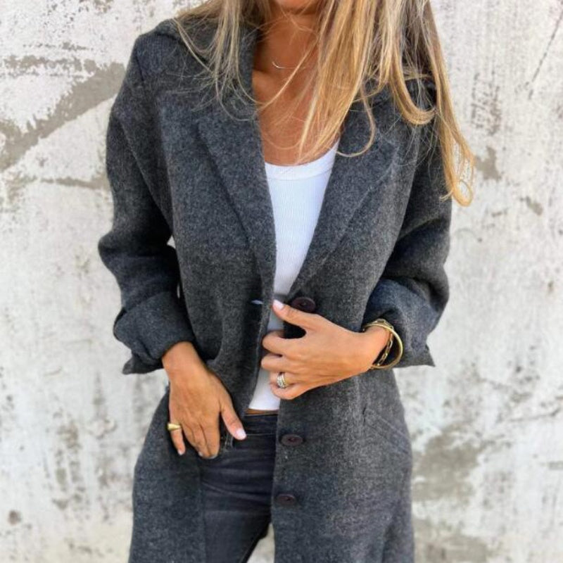 Margaret™ | Kuschelige & Stylische Uni-Farbene Mittellange Jacke