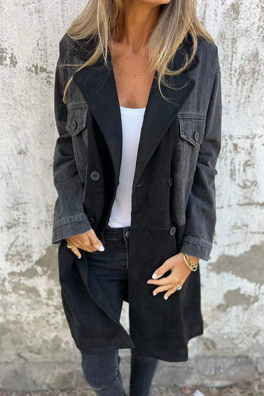 Zweifarbiger Denim-Trench