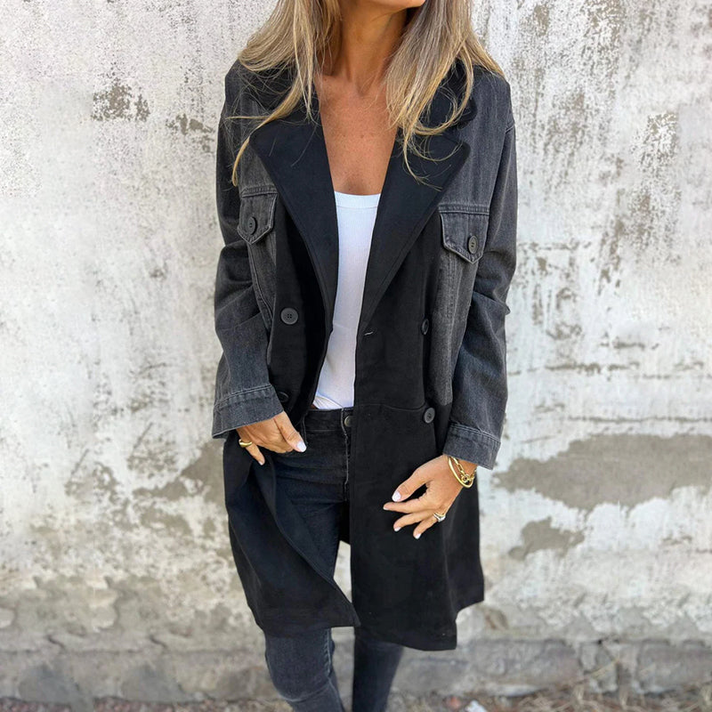 Charly | Mittellanger Denim-Trenchcoat