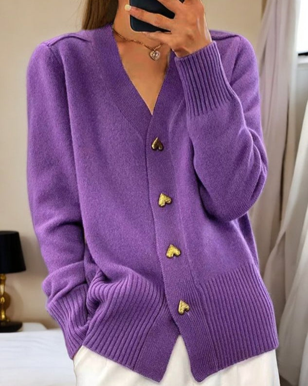Chasie | Eleganter Cardigan mit Herzknöpfen