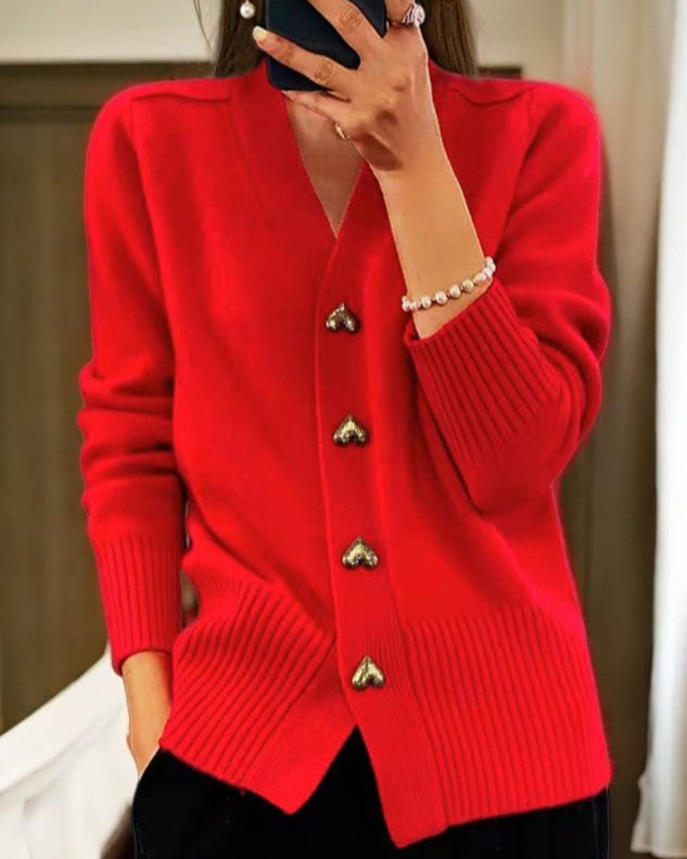 Chasie | Eleganter Cardigan mit Herzknöpfen