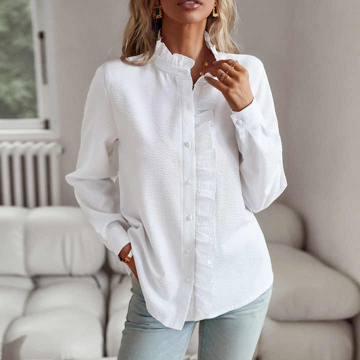 Alice | Geraffte Bluse mit Knopfleiste