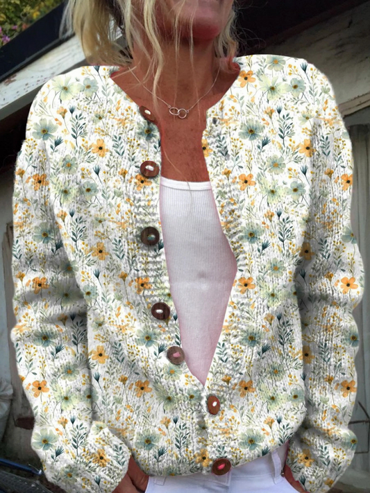 Cardigan-Pullover mit Knopfleiste und Blumenmuster "Lovely Meadows"