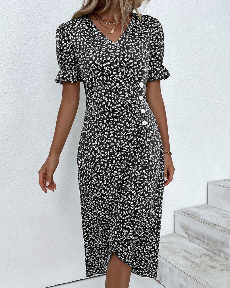 THARAH | Midikleid mit Blumenmuster