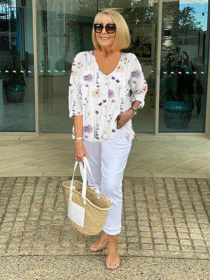 MARLENE | BLUMENBLUSE MIT KNÖPFE