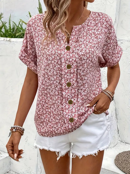 Cindy™ | Bluse mit floralem Druck und eingeschnittenem Kragen