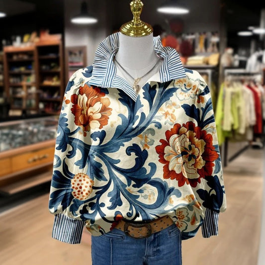 Nysa™ – Vintage-Bluse mit Blumenmuster und elegantem Design