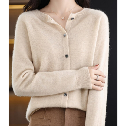 THARAH | Damen O-Ausschnitt Strickjacken-Pullover
