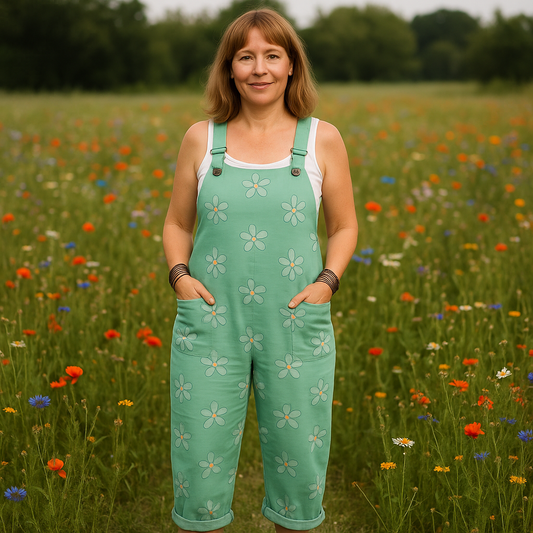 Damen Vintage Floral Weitbeiniger Jumpsuit - Komfort & Stil