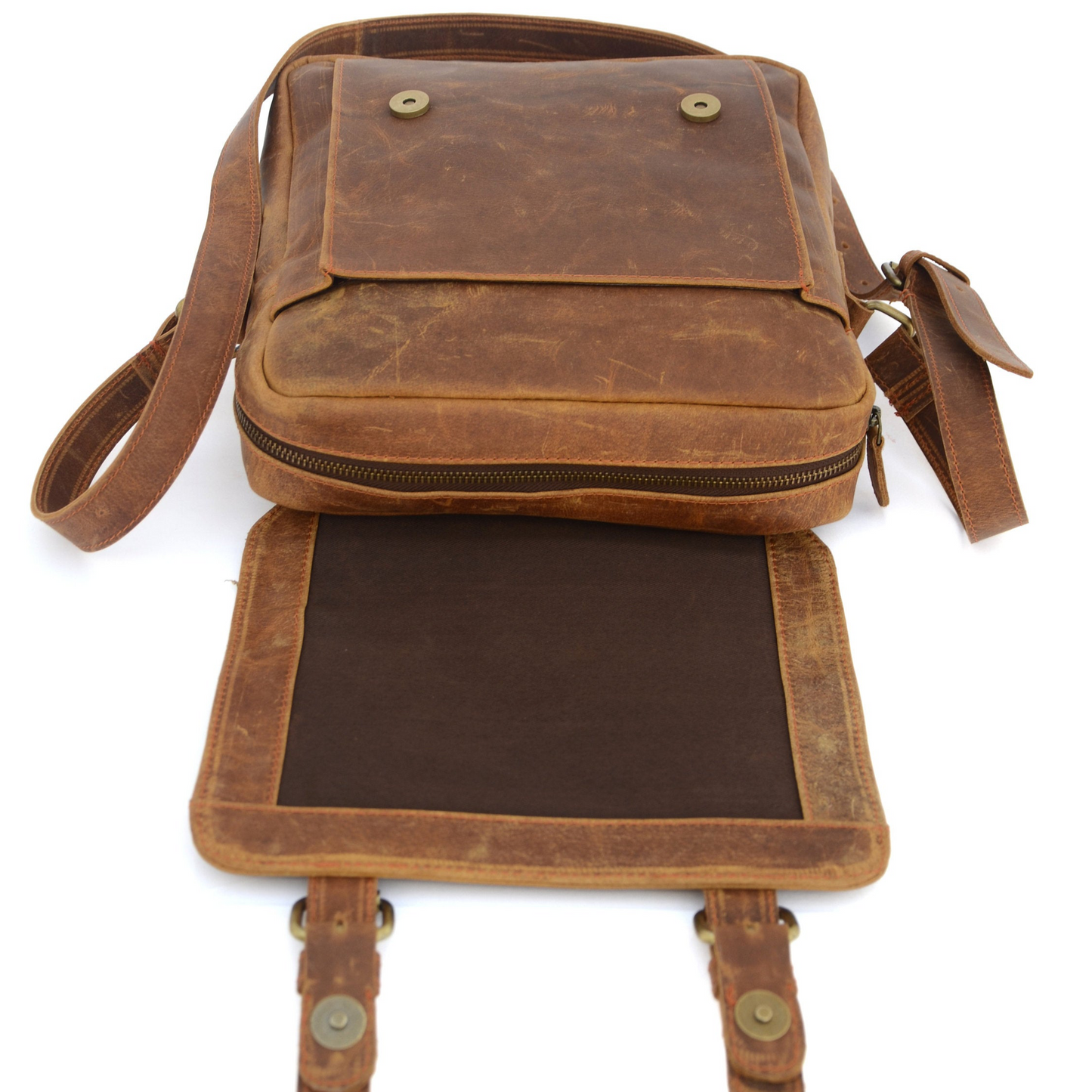 Braune Vintage-Leder-Crossover-Tasche