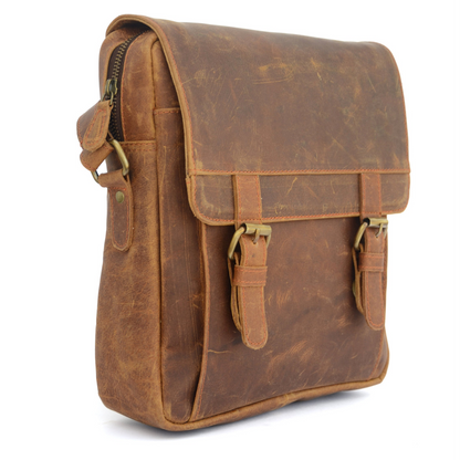 Braune Vintage-Leder-Crossover-Tasche