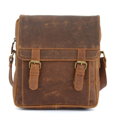 Braune Vintage-Leder-Crossover-Tasche