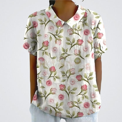 Lina | Bluse aus floralem Leinen