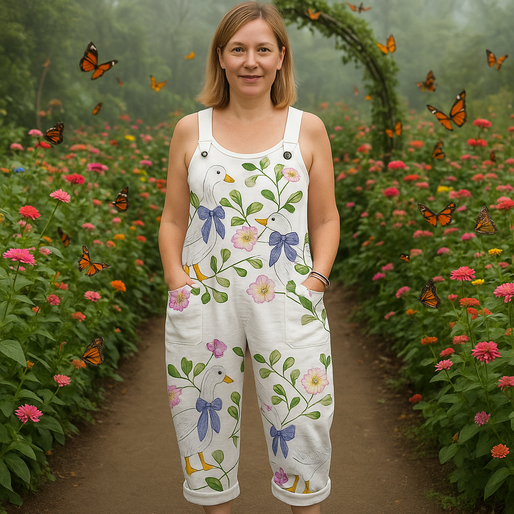 Vintage Floral Weitbeiniger Jumpsuit - Sanfter Komfort & Müheloser Stil