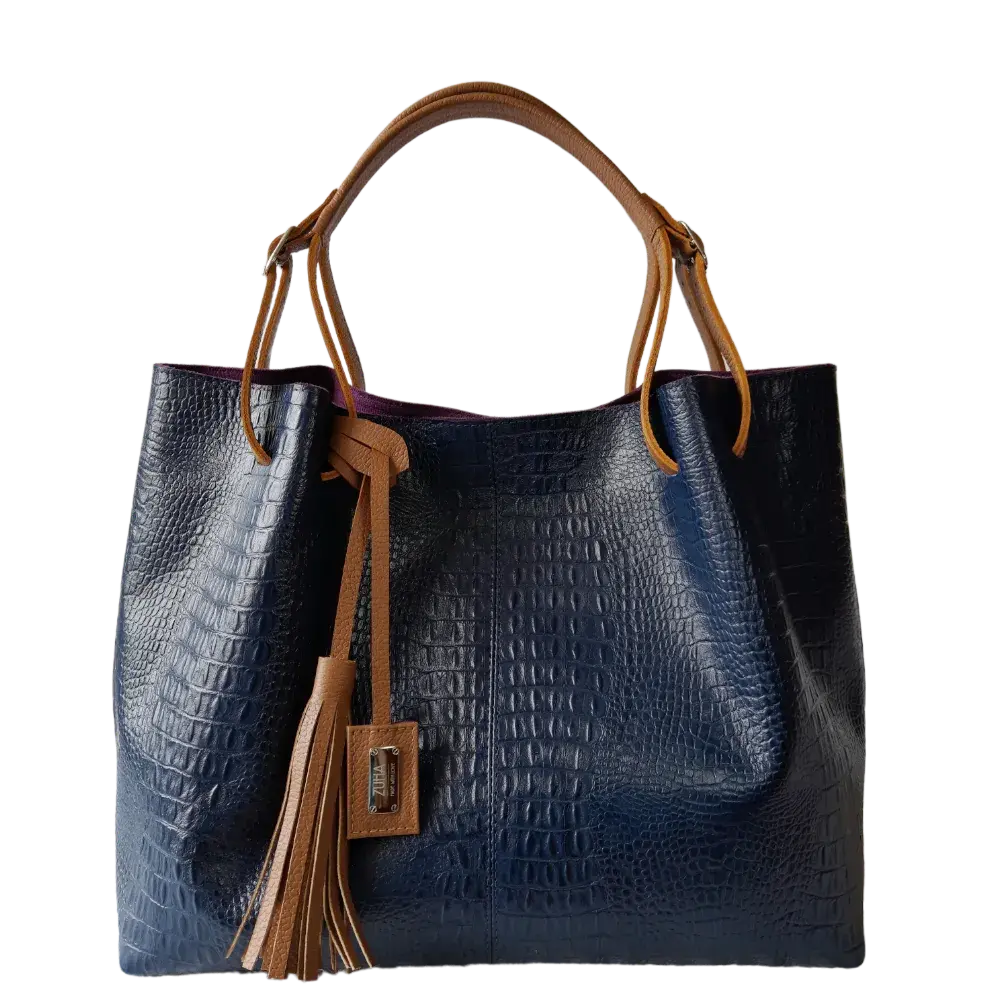 Adelle Reptile Dunkelblaue Damen-Lederhandtasche