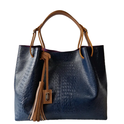 Adelle Reptile Dunkelblaue Damen-Lederhandtasche