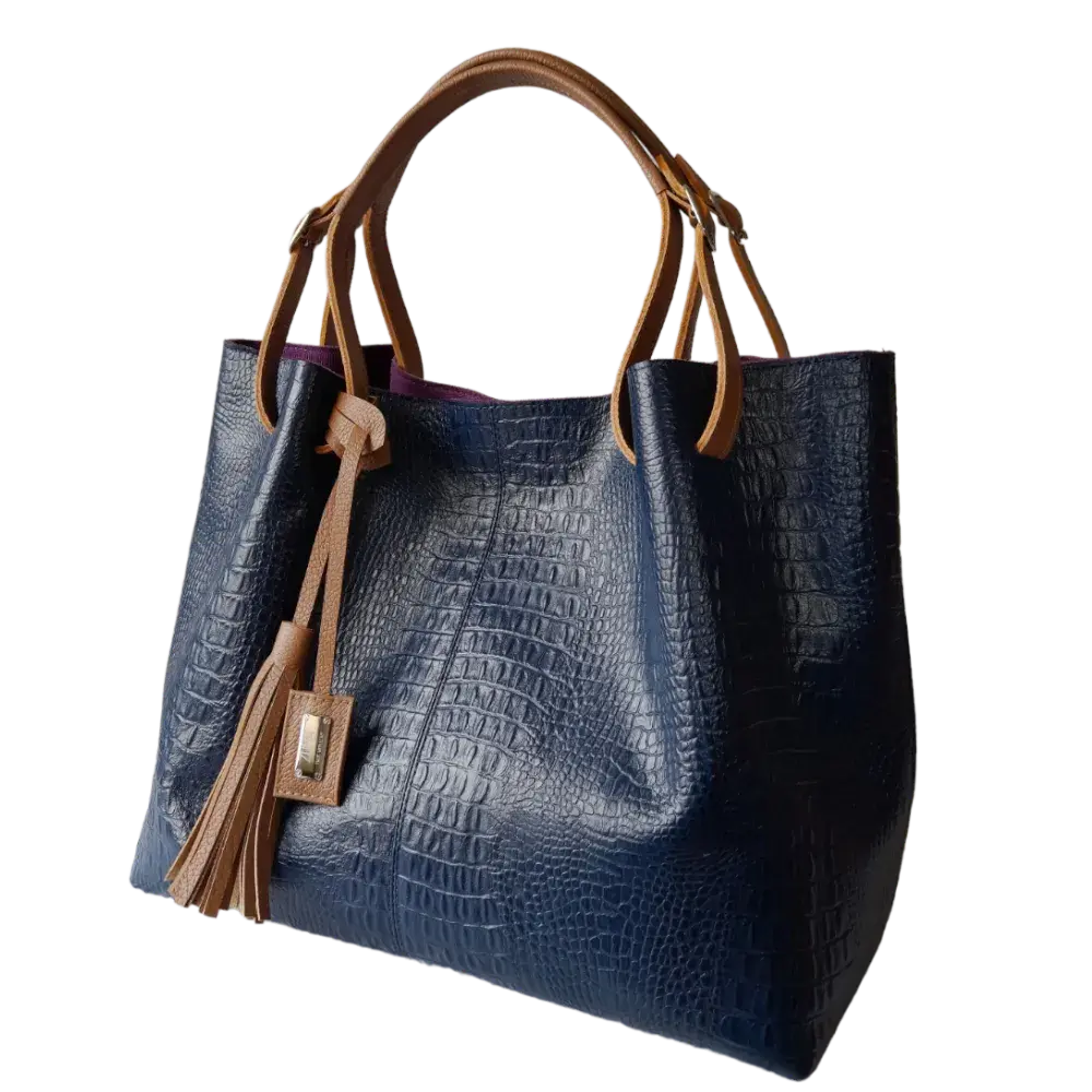 Adelle Reptile Dunkelblaue Damen-Lederhandtasche
