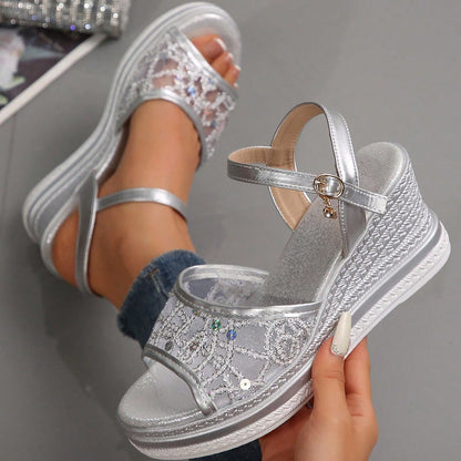 Cara - Normale Keilab Klobige Sandalen