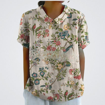 Lina | Bluse aus floralem Leinen