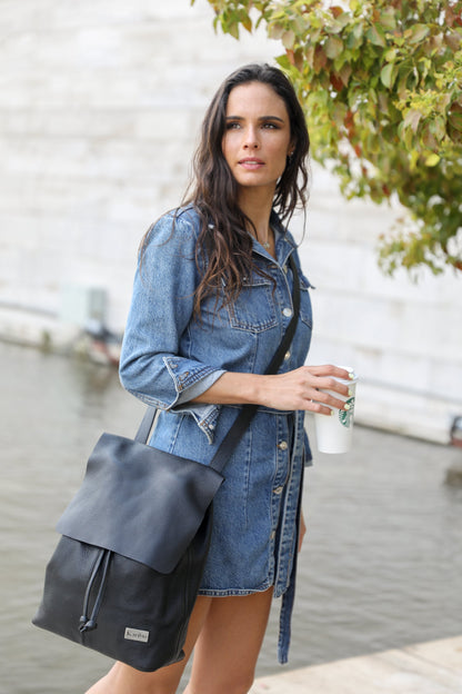 Bernardita schwarze Rucksack - Geldbörse