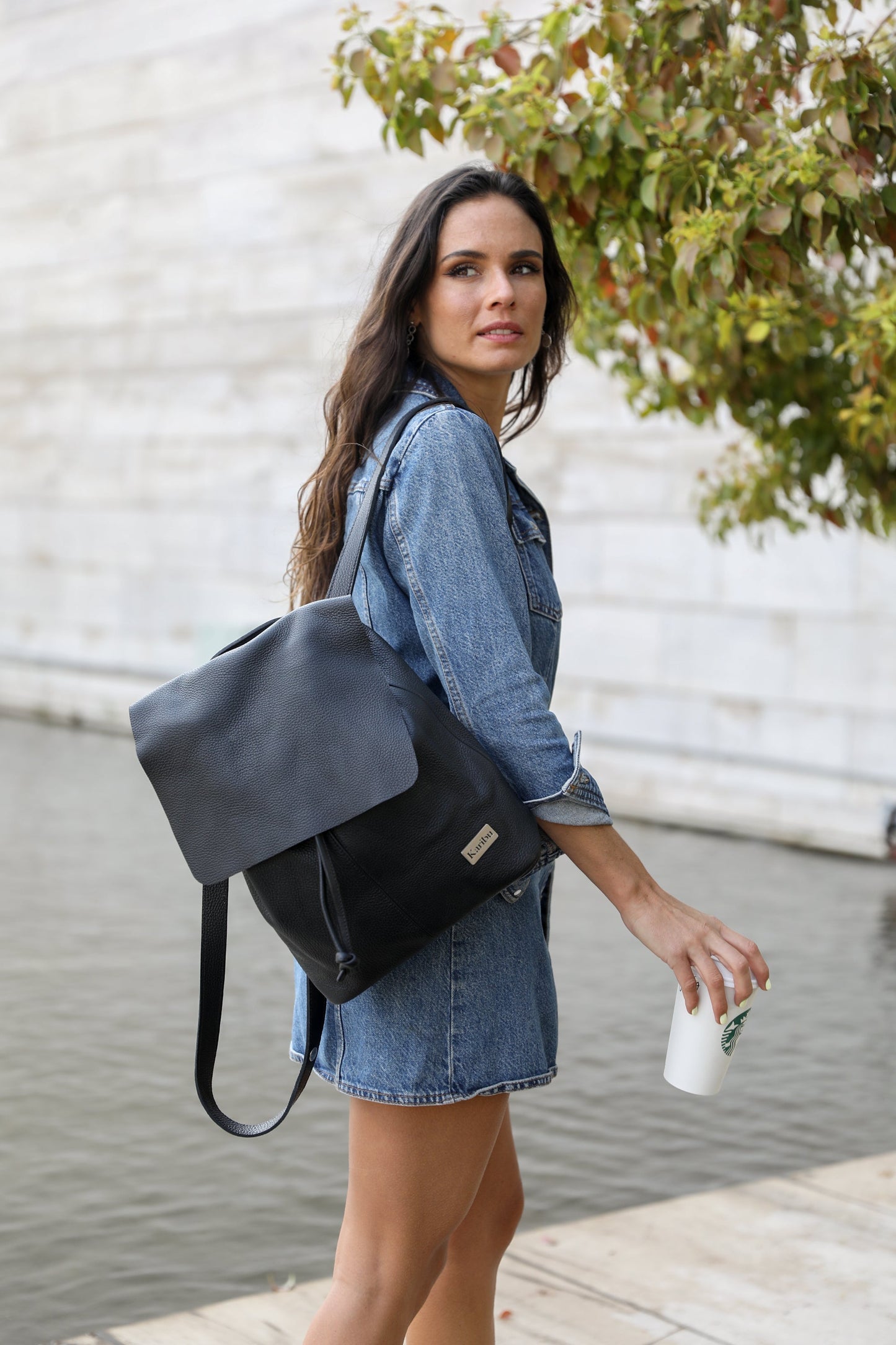 Bernardita schwarze Rucksack - Geldbörse