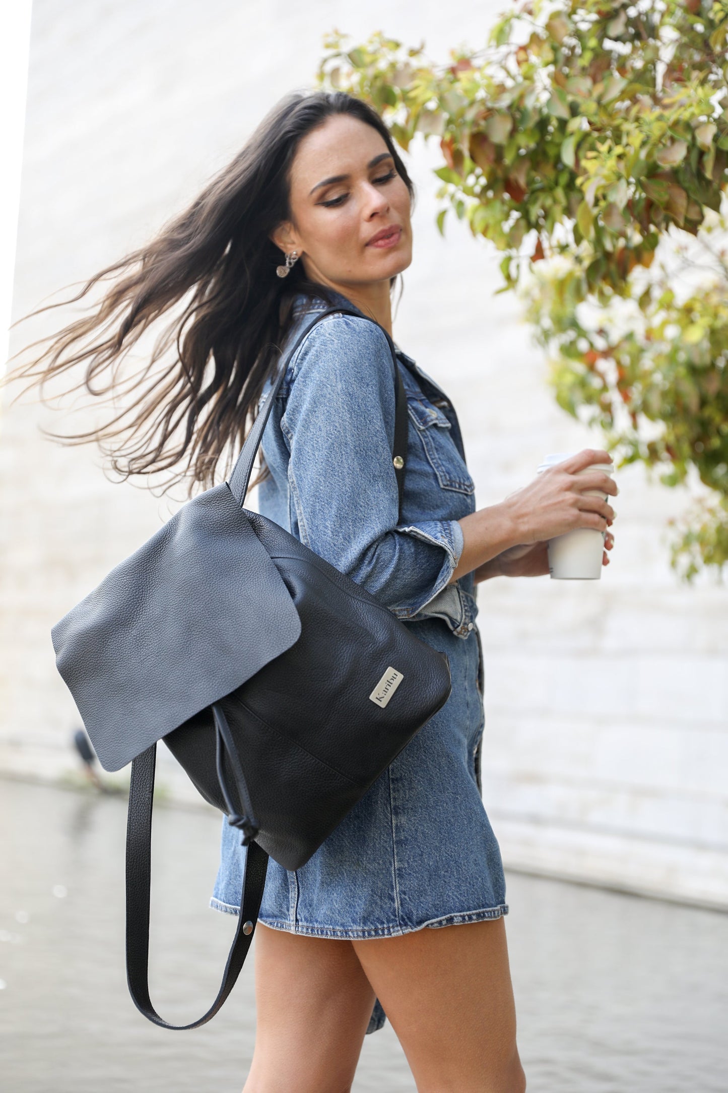 Bernardita schwarze Rucksack - Geldbörse