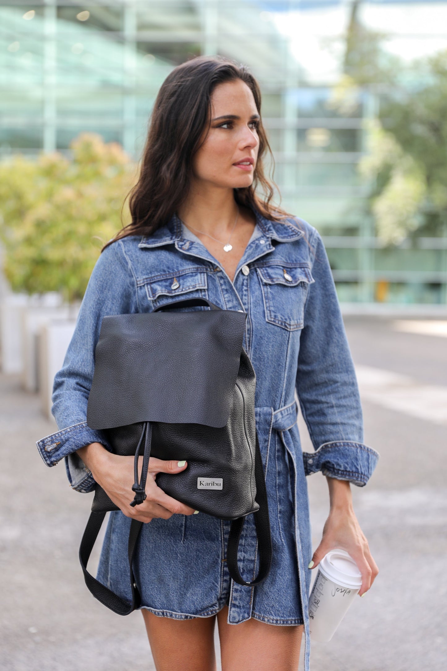 Bernardita schwarze Rucksack - Geldbörse