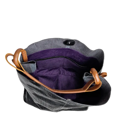 Aubrey Reptil Schwarze Damen Lederhandtasche