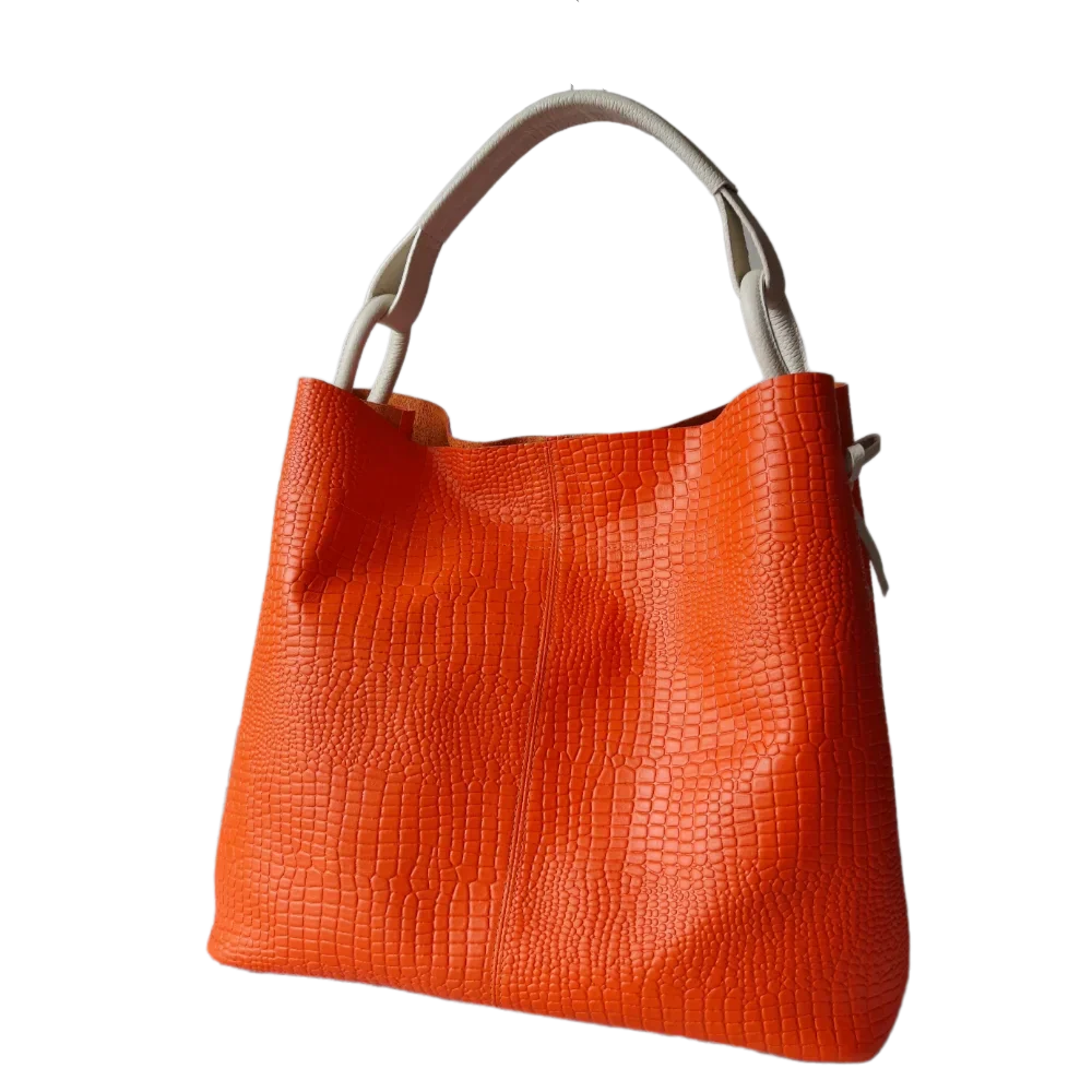 Aubrey Reptil Orange Damen Lederhandtasche
