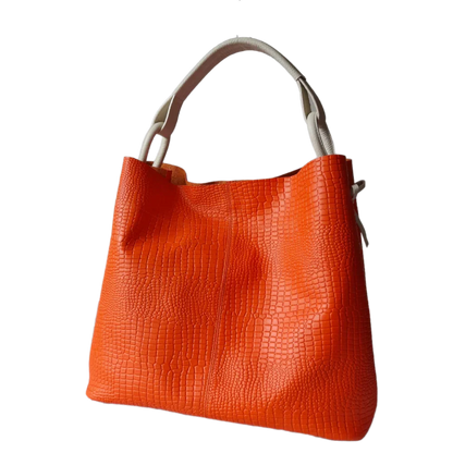 Aubrey Reptil Orange Damen Lederhandtasche