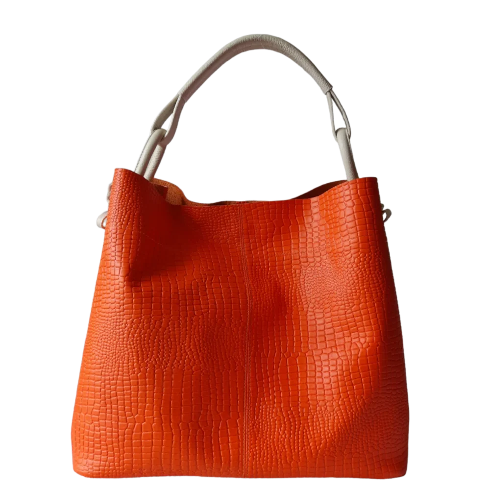 Aubrey Reptil Orange Damen Lederhandtasche