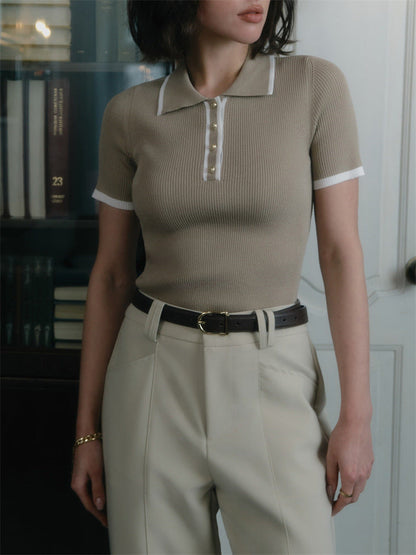 Knopfdetaillierte Strickbluse