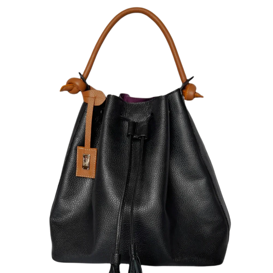 Jade Damen Lederhandtasche in Schwarz