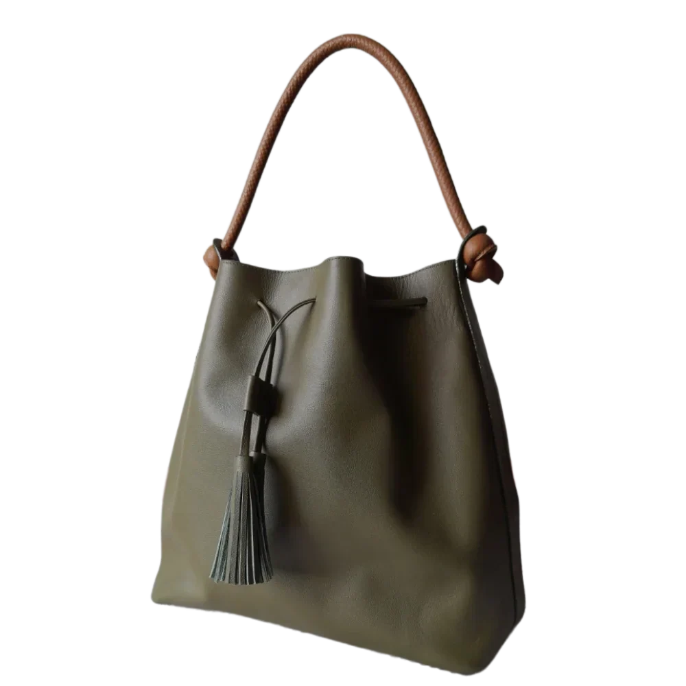 Olivegrüne Jade Damen-Lederhandtasche