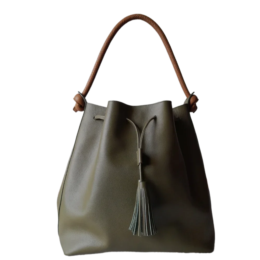 Olivegrüne Jade Damen-Lederhandtasche