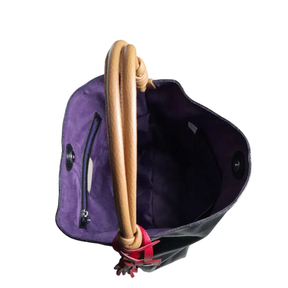 Leah Schwarze Damen Lederhandtasche