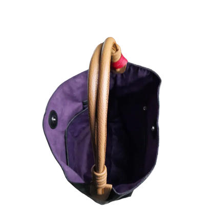 Leah Schwarze Damen Lederhandtasche