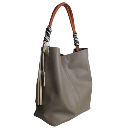Leah Taupe Damen Lederhandtasche