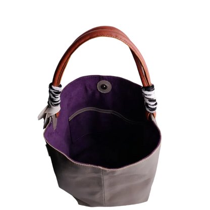 Leah Taupe Damen Lederhandtasche