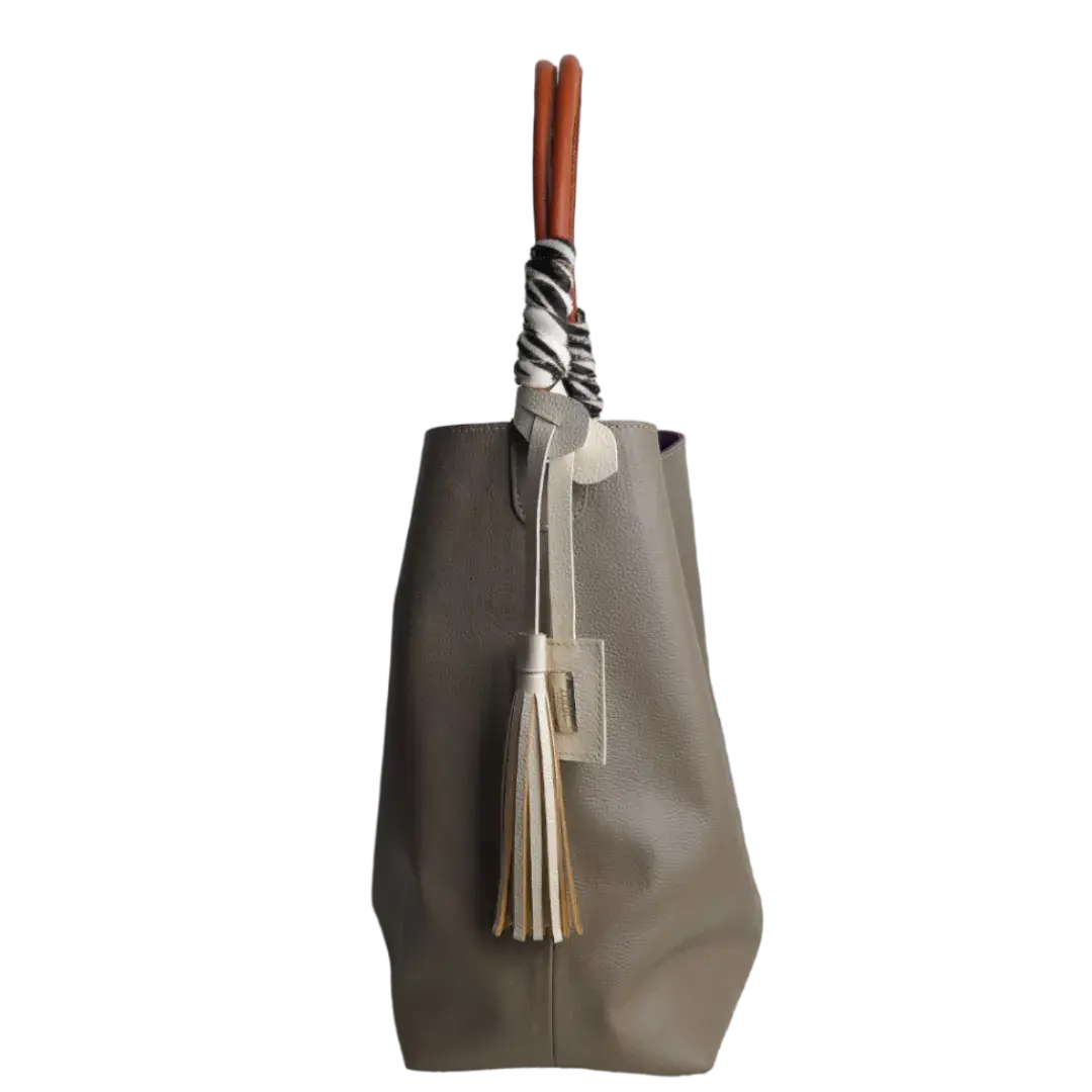 Leah Taupe Damen Lederhandtasche