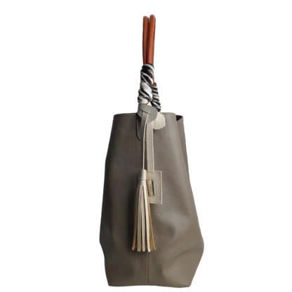 Leah Taupe Damen Lederhandtasche