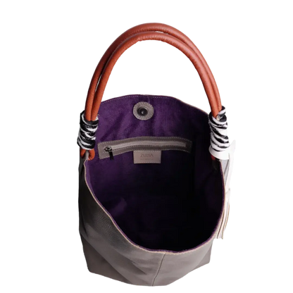 Leah Taupe Damen Lederhandtasche