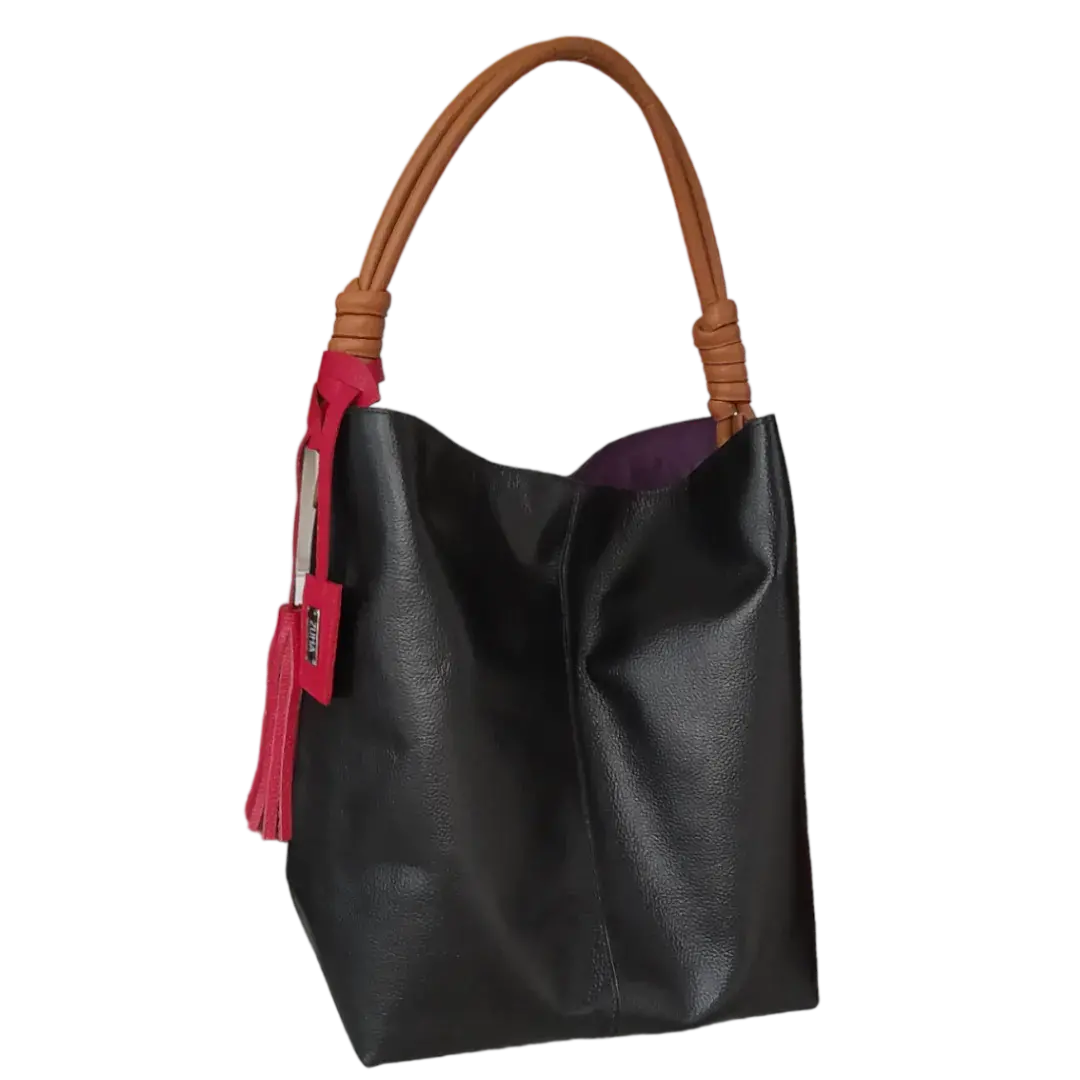 Leah Schwarze Damen Lederhandtasche
