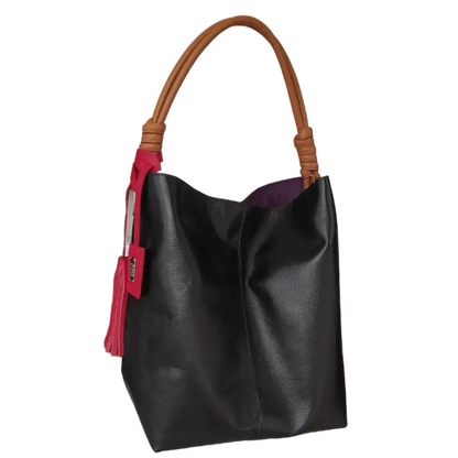Leah Schwarze Damen Lederhandtasche