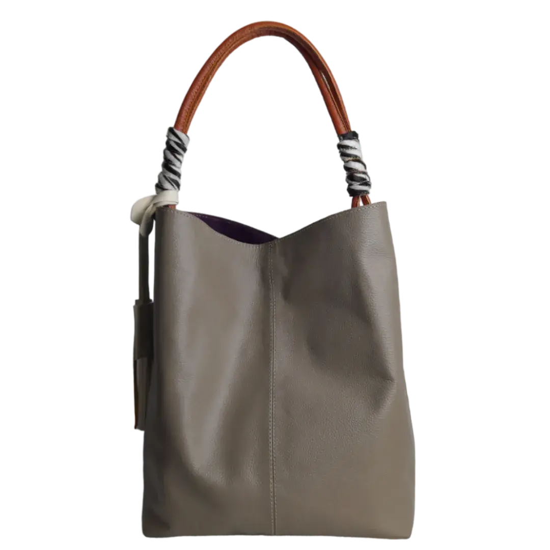 Leah Taupe Damen Lederhandtasche