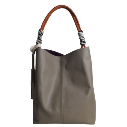 Leah Taupe Damen Lederhandtasche