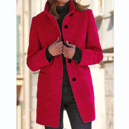 Autumn™ – Retro-Damen-Windjacke mit Knöpfen und Stehkragen