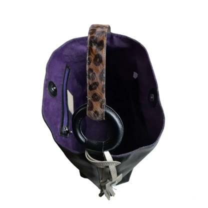 Nora schwarze Lederhandtasche für Frauen