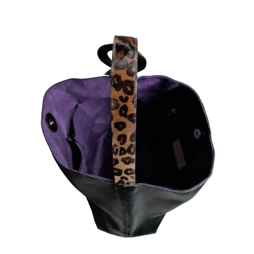 Nora schwarze Lederhandtasche für Frauen