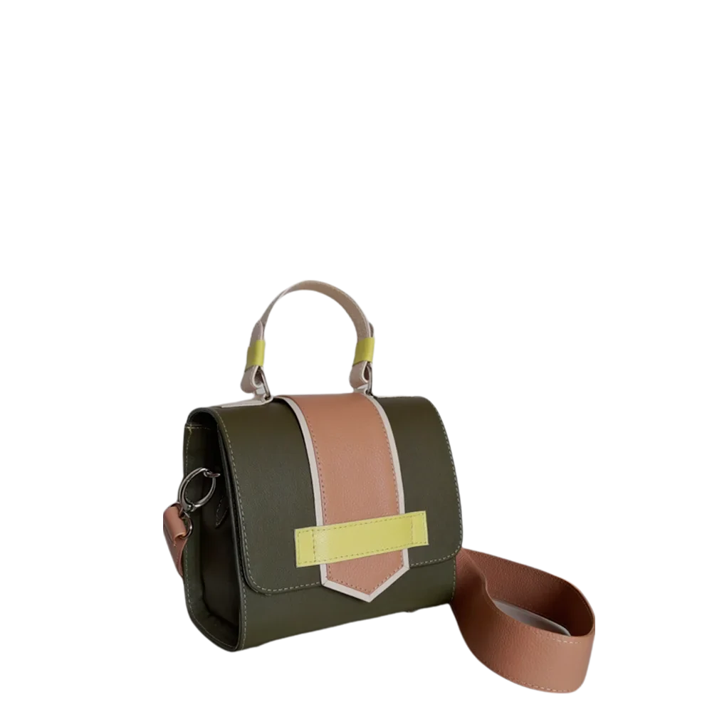 Loren Damen Lederhandtasche Olivgrün